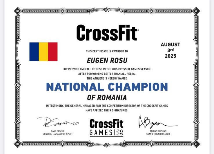 Eugen Roșu — Diplomă Campion Național CrossFit